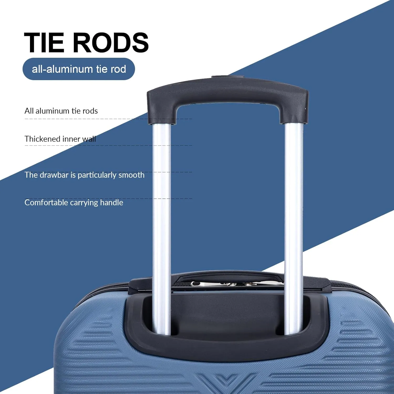 Luggage 4 Piece Set, Hardshell ABS Suitcase Set with Double Spinner Wheels, Lightweight Suitcase, Carry On and Checked Travel Luggage, Dark Blue