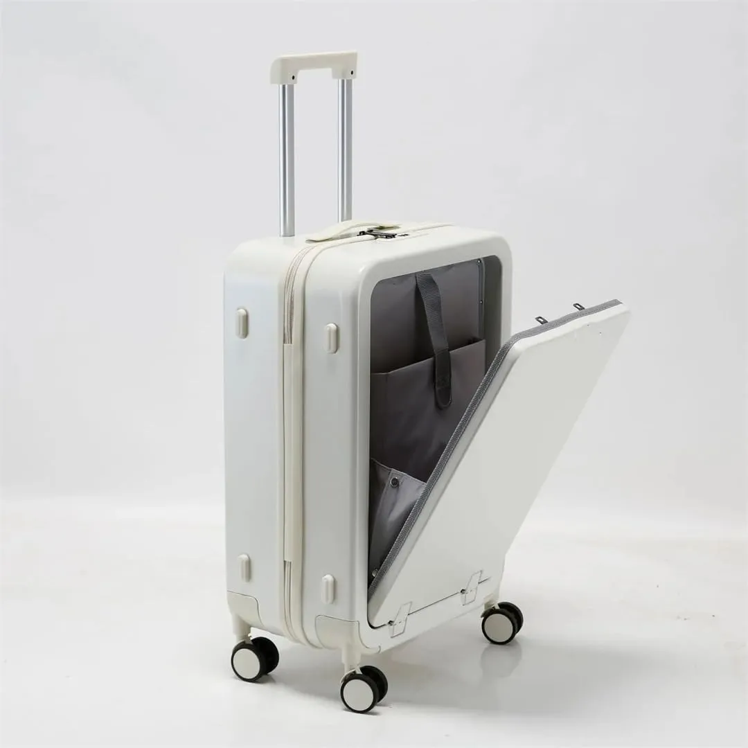Luggage Bag Front Opening Luggage Suitcase Spinning Luggage Suitcase Unisex with Wheeled Password, Aluminum Frame, 26