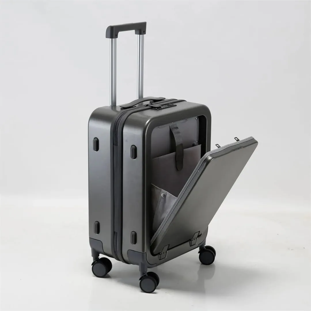 Luggage Bag Front Opening Luggage Suitcase Spinning Luggage Suitcase Unisex with Wheeled Password, Aluminum Frame, 26