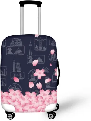 Luggage Cover, Sturdy Baggage Covers with Unique Prints Dustproof & Scratchproof Protector Lightweight for Family/Business Travel Pink Flowers