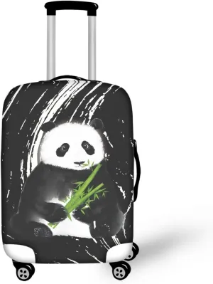 Luggage Covers Black Luggage Covers White Panda Carry on Luggage Cover Luggage Dust Cover Luggage Protector Covers Luggage Dust Cover Suitcase Sleeve for Luggage (L Size for 25-28 Inch)