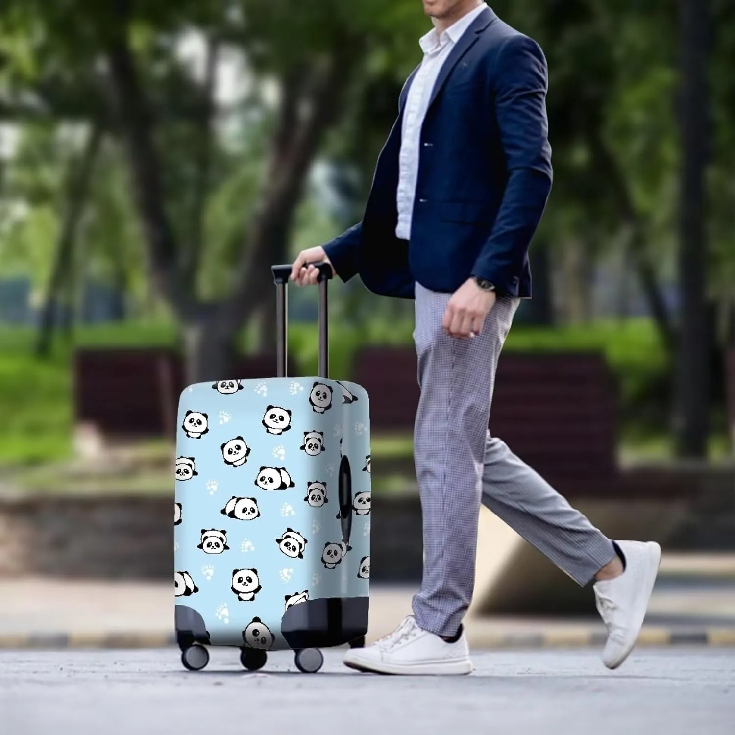 Luggage Covers Blue Travel Luggage Cover Panda Suitcase Cover Case Luggage Protector Durable Baggage Cover Luggage Dust Cover Carry on Cover Apply 25-28 inch Suitcase Protector Size L
