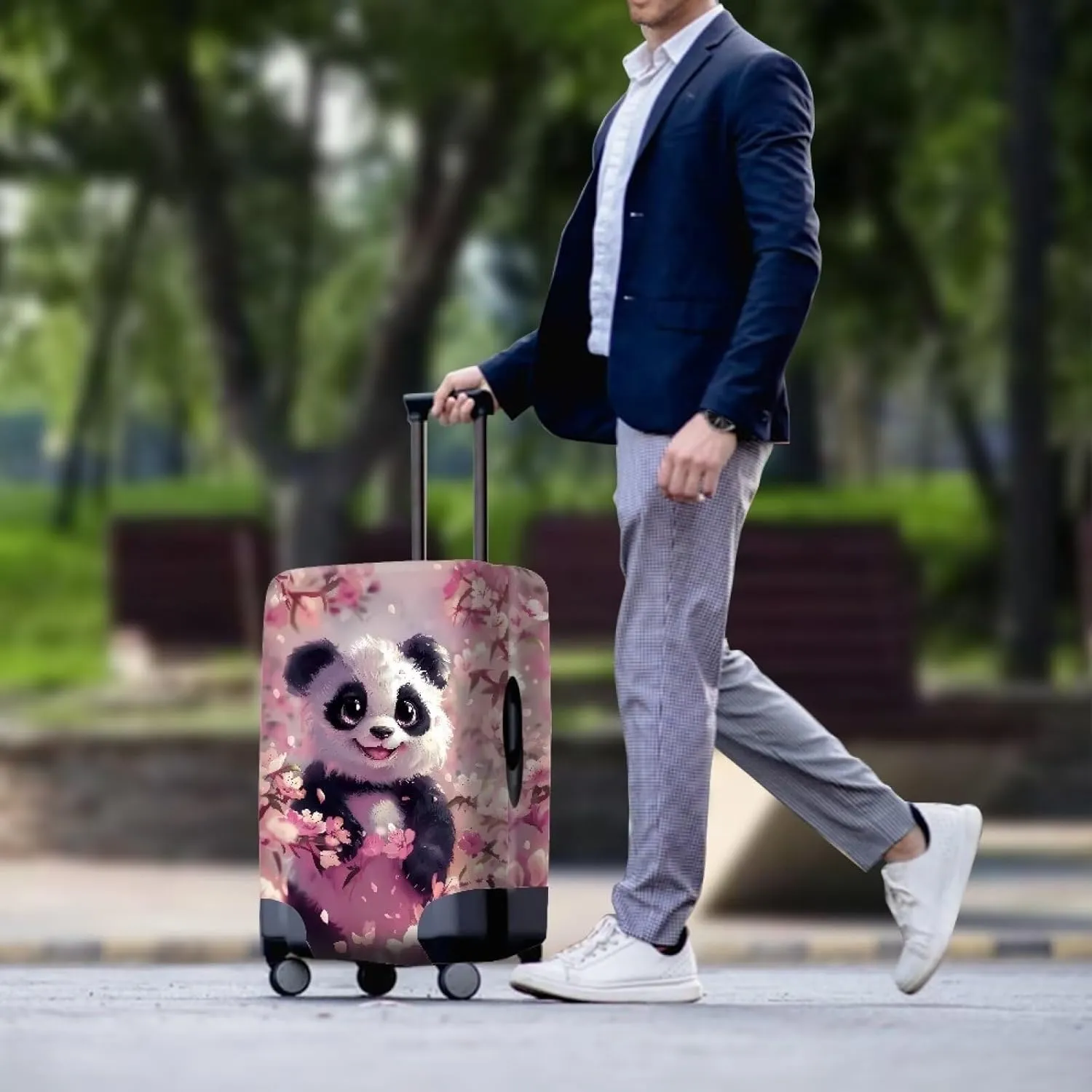 Luggage Covers Cherry Blossoms Luggage Cover Panda Suitcase Cover Protector Luggage Protector Cover Lightweight Baggage Cover Dust Cover Luggage Dust Cover Carry on Cover Fit 25-28 Inch-L