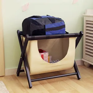 Luggage Rack Black - Suitcase Stand, Black Solid Wood Travel Bag Organizer for Hotel Rooms, Extended Foldable Suitcase Rack with Shoe Rack, Clothes Storage Bags, 63X45X50CM (Size : 1pcs) Sta