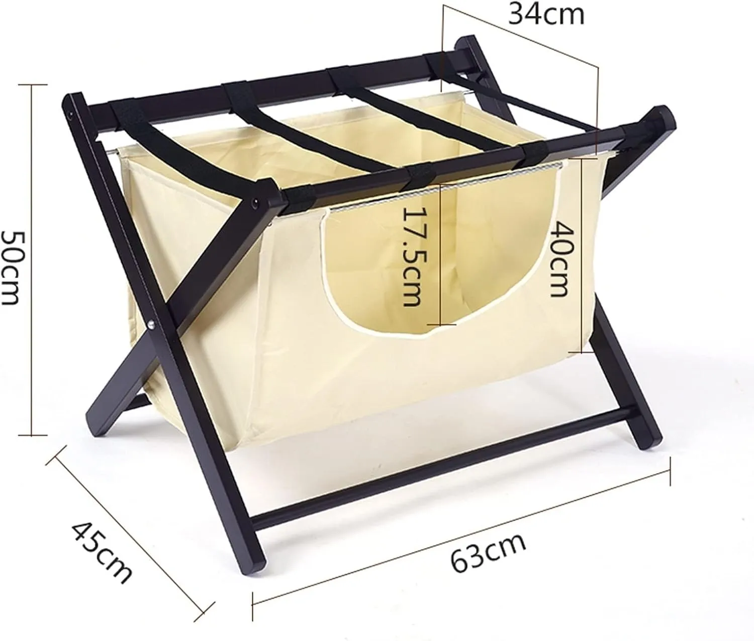 Luggage Rack Black - Suitcase Stand, Black Solid Wood Travel Bag Organizer for Hotel Rooms, Extended Foldable Suitcase Rack with Shoe Rack, Clothes Storage Bags, 63X45X50CM (Size : 1pcs) Sta