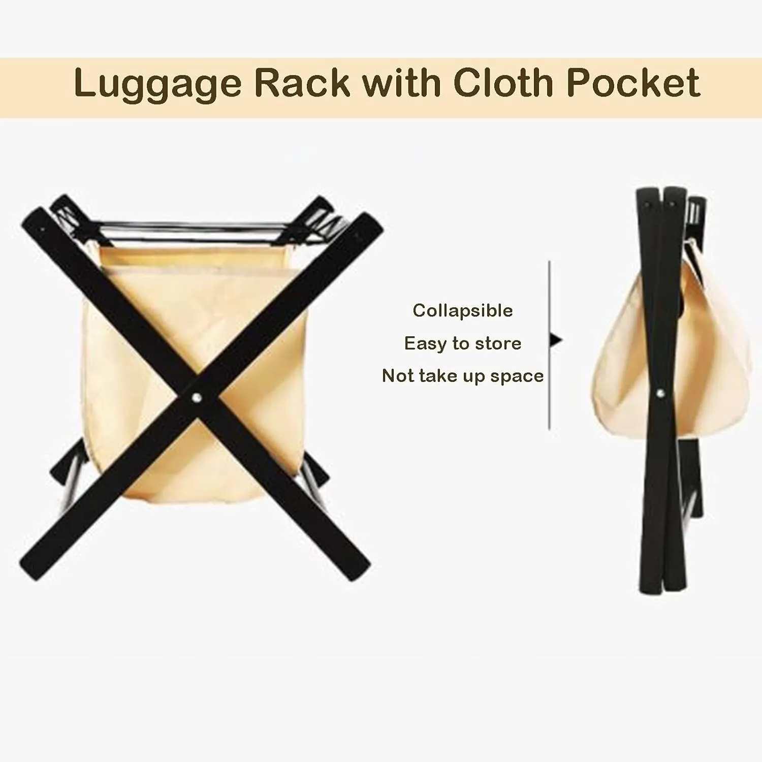 Luggage Rack Black - Suitcase Stand, Black Solid Wood Travel Bag Organizer for Hotel Rooms, Extended Foldable Suitcase Rack with Shoe Rack, Clothes Storage Bags, 63X45X50CM (Size : 1pcs) Sta
