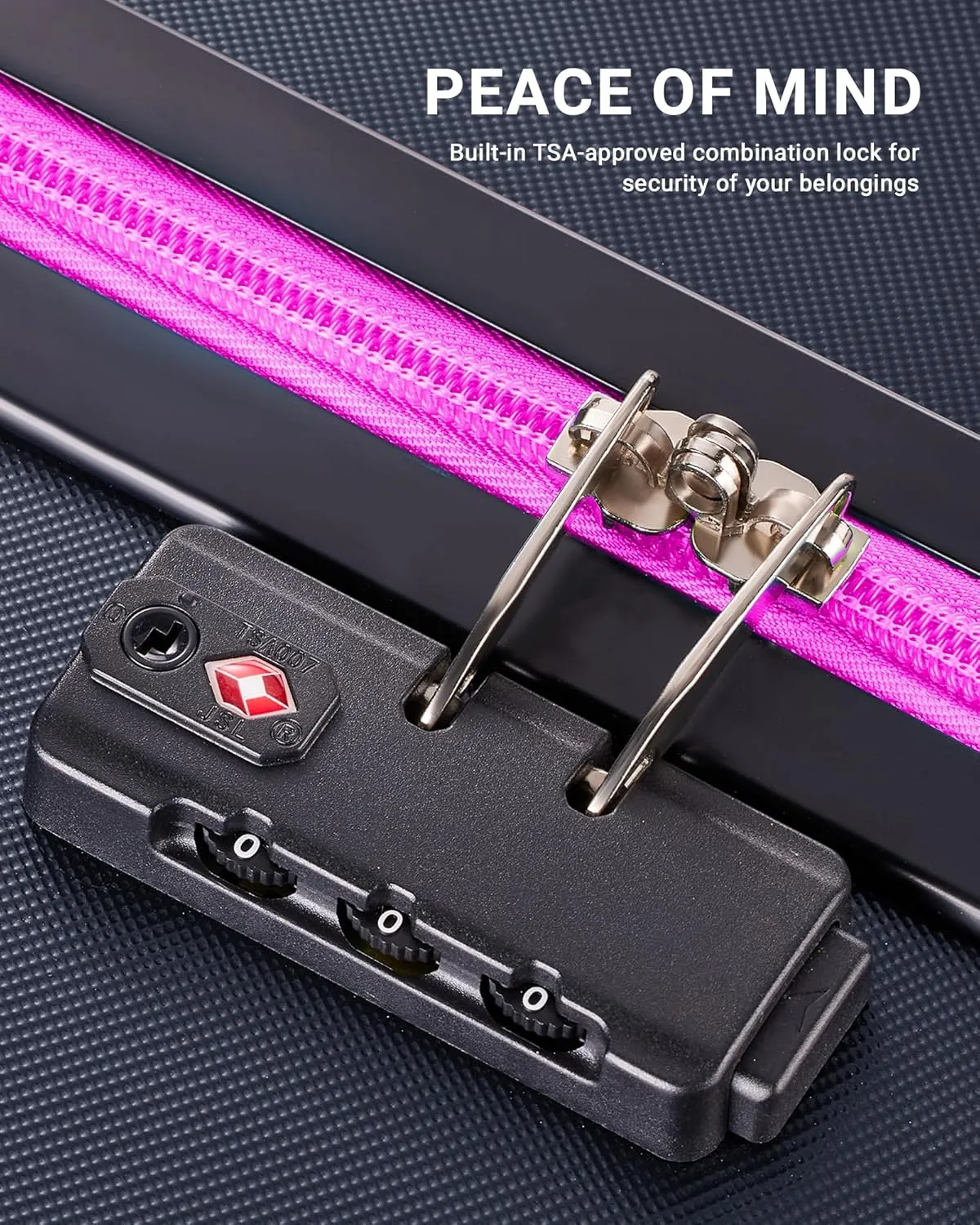 Luggage Sets 3 Piece Hardside Suitcase with Double Spinner Wheels Durable Lightweight Shell with Tsa Lock (20/24/28in) Rose Red With Dark Blue