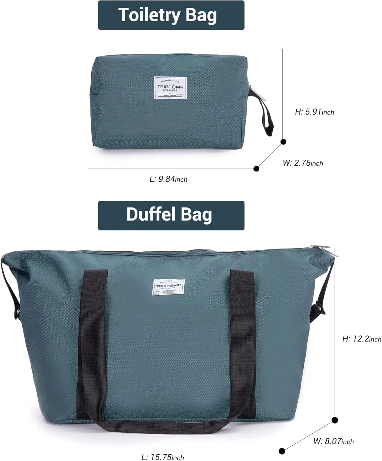 Luggage Sets 5 Piece Softside Expandable Suitcase set With Spinner Wheels Duffel Bag And Toiletry Bag, Lightweight Carry-On And Checked Luggage (10" 16" 18" 23" 27"), Dark Green