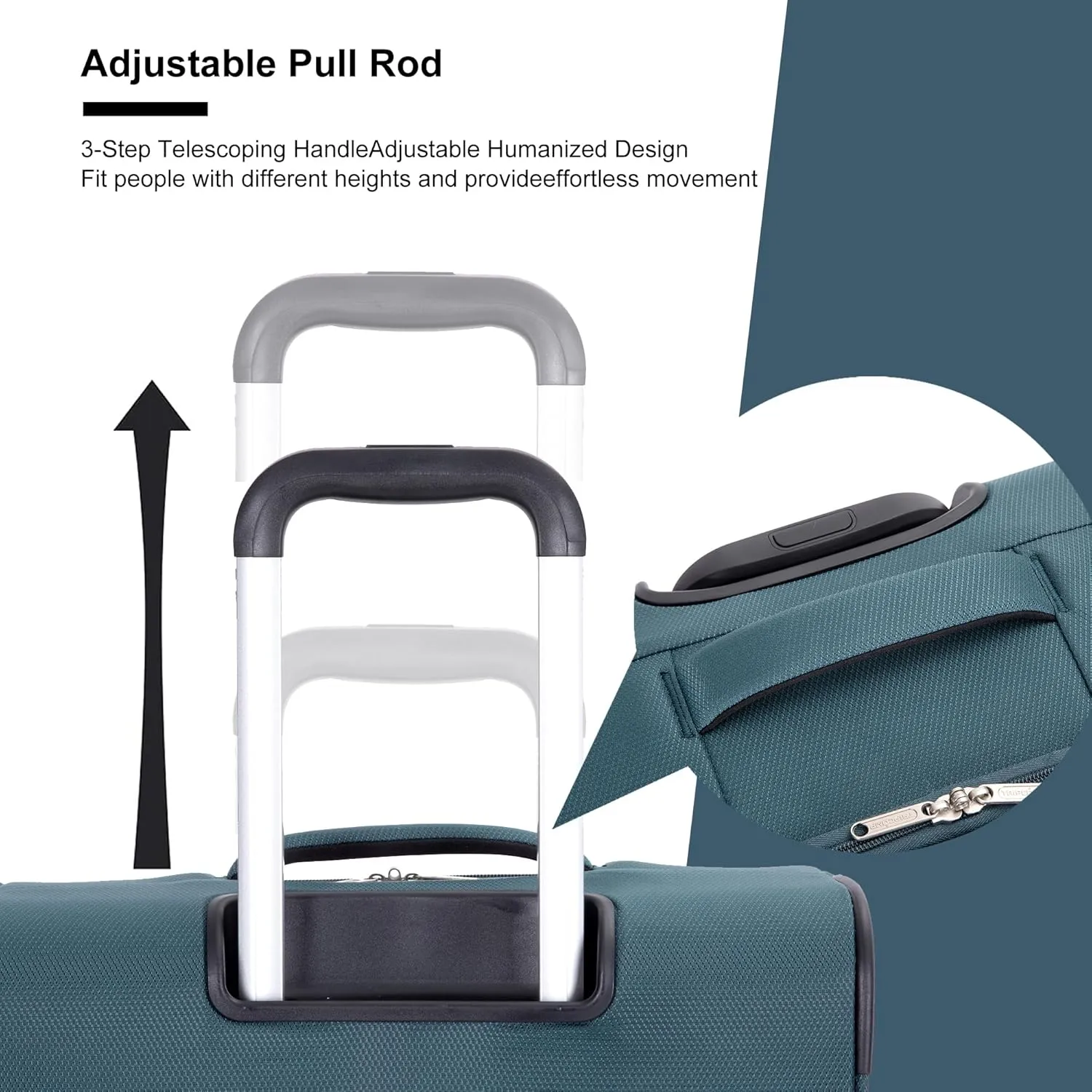 Luggage Sets 5 Piece Softside Expandable Suitcase set With Spinner Wheels Duffel Bag And Toiletry Bag, Lightweight Carry-On And Checked Luggage (10" 16" 18" 23" 27"), Dark Green