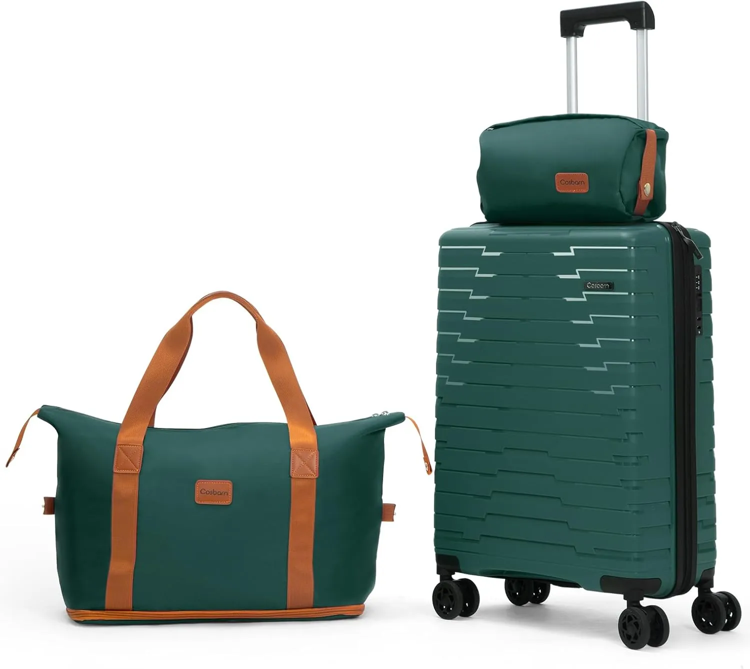 Luggage Sets 5 Piece, Suitcases with Wheels, PP Hard Case Luggage with Upgraded Shock-absorbing Spinner Wheel&TSA Lock, Carry On Luggage Set (Dark-green, 3 Piece Sets (20/DB/TB))