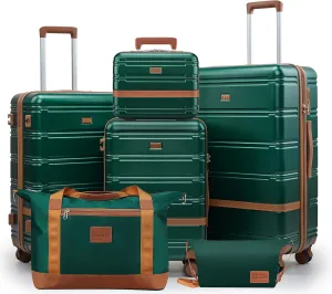 Luggage Sets, Suitcase with Spinner Wheels, PC ABS Hardshell Travel Luggage Set with TSA Locks,Lightweight Rolling Luggage，Carry on suitcase with YKK Zippers (Dark Green)