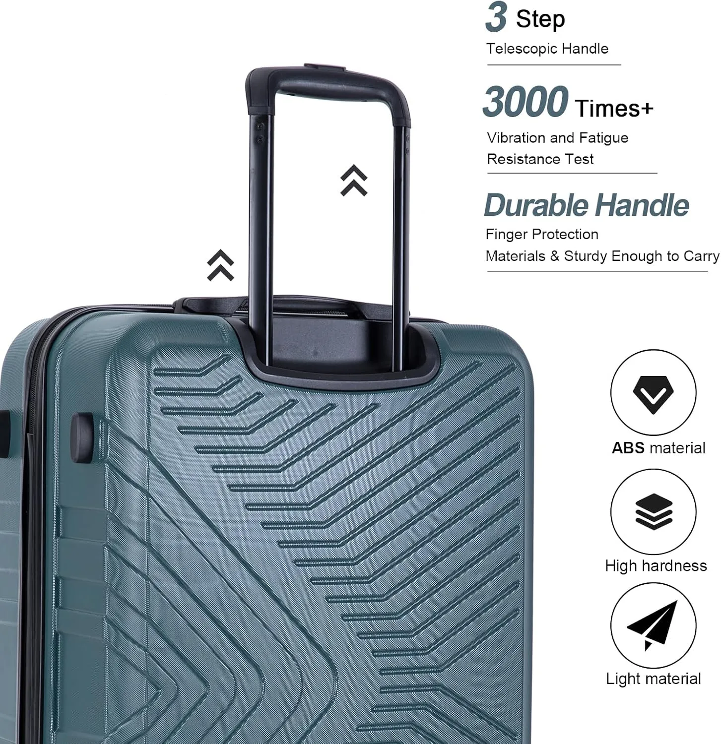Luggage Sets Wear-Resistance Hardside Lightweight Suitcase Double Spinner Wheels, TSA Lock,Two Hooks, Scratch-resistant Carry-on, 3 Piece Set(20/24/28) (Dark Green)