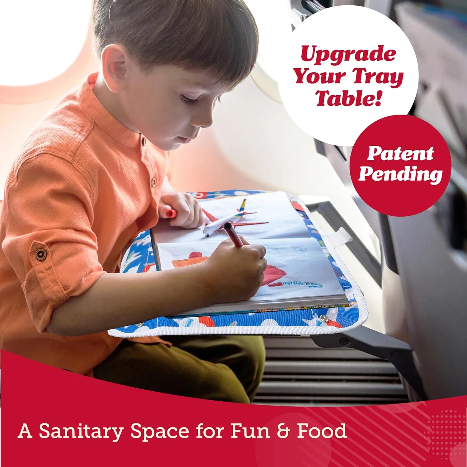 Lusso Gear Kids Airplane Tray Table Cover with Pockets - Travel Essentials for Toddlers - Travel Tray for Kids on Plane or Train - Airplane Must Haves and Flying Essentials - Baby Must Have (Mermaids)