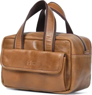 Luxurious Full-Grain Leather Toiletry Bag with Magnetic Snaps - Spacious 10X6X5.5 Travel Organizer for Men & Women with Reinforced Stitching and Sturdy Interior Lining