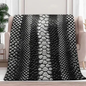 Luxury Snakeskin Pattern Throw Blanket Lightweight Fluffy Flannel Blankets Modern Room Decor Super Soft Warm for Adults Kids Girl Bedroom Couch Sofa Travel 70" x 80"