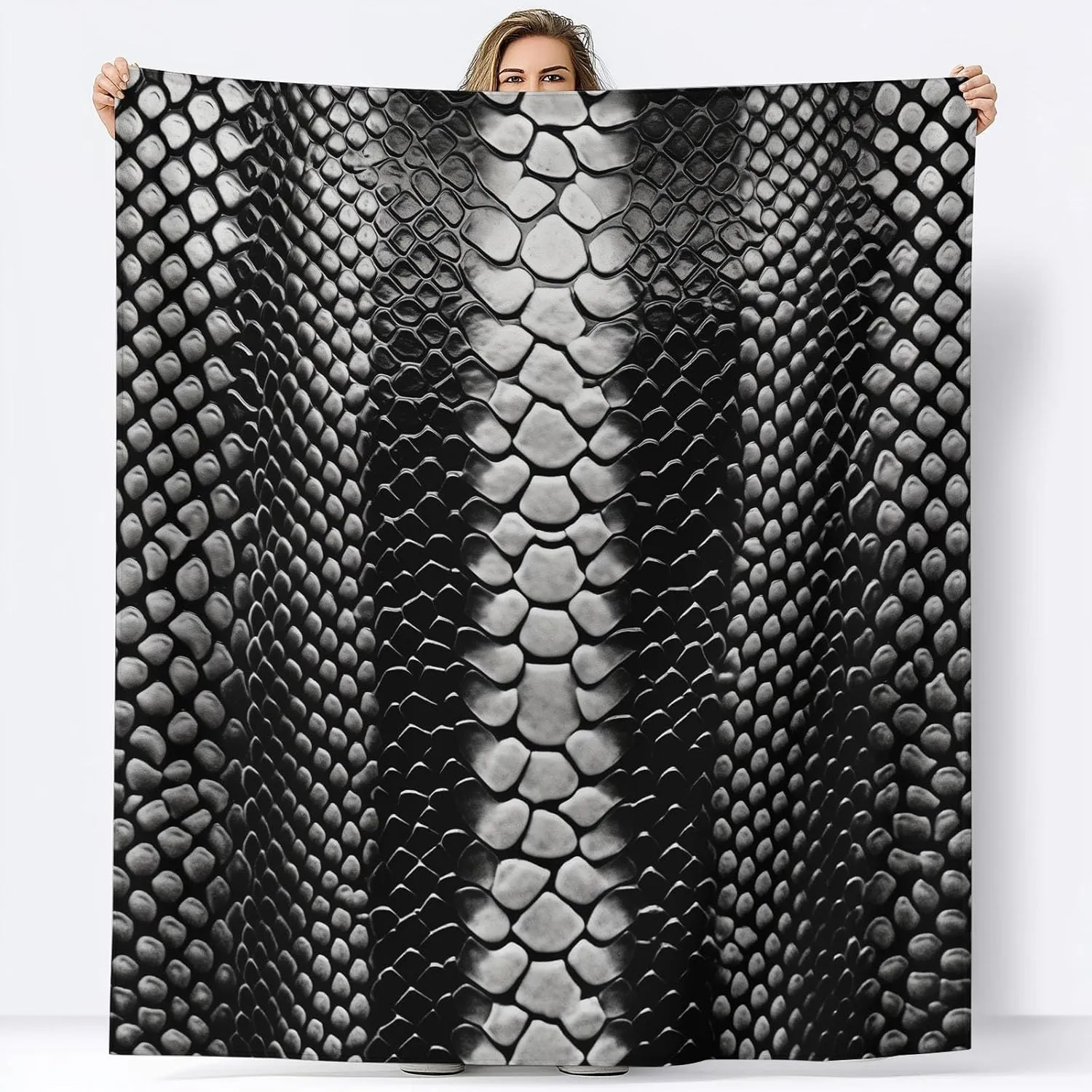 Luxury Snakeskin Pattern Throw Blanket Lightweight Fluffy Flannel Blankets Modern Room Decor Super Soft Warm for Adults Kids Girl Bedroom Couch Sofa Travel 70" x 80"