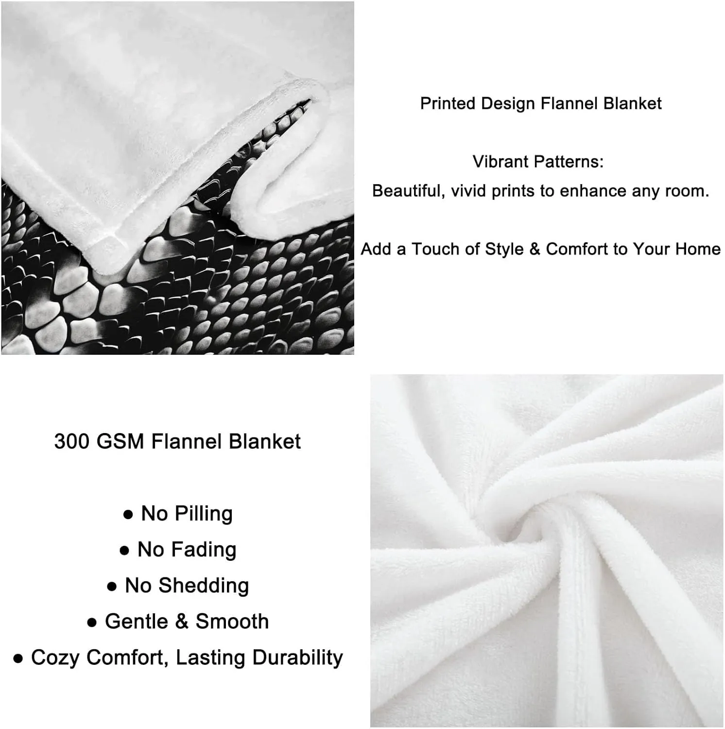 Luxury Snakeskin Pattern Throw Blanket Lightweight Fluffy Flannel Blankets Modern Room Decor Super Soft Warm for Adults Kids Girl Bedroom Couch Sofa Travel 70" x 80"