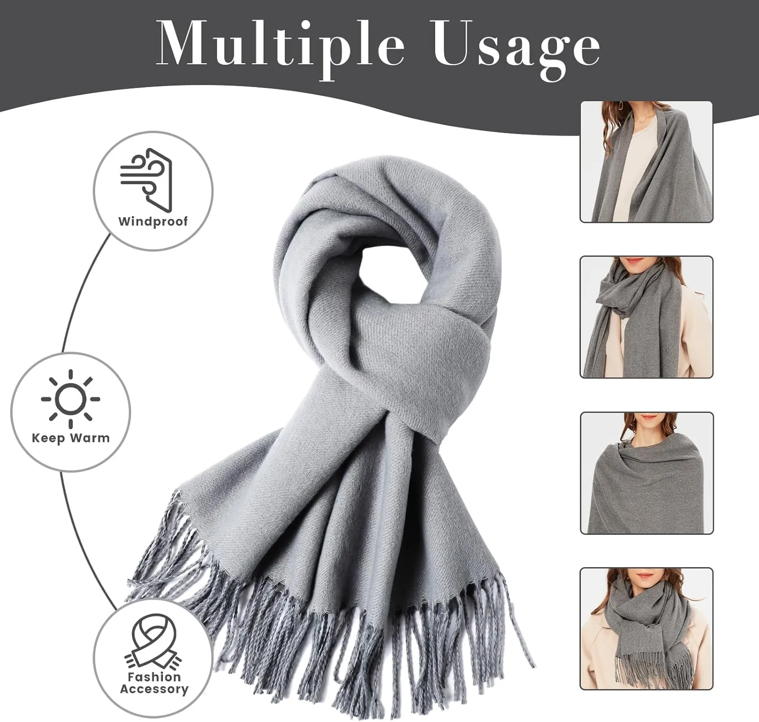 maamgic Womens Scarf Large Pashmina Shawls and Wraps Light Blanket Scarf for Evening Dress Warm Daily Travel Office