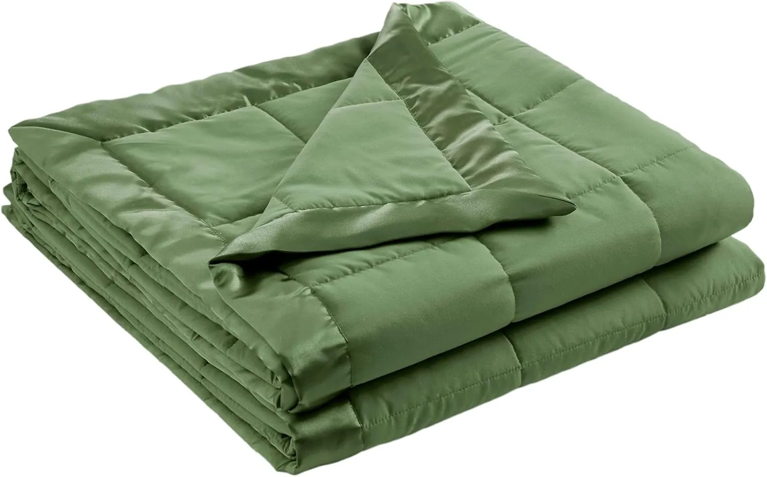 Madison Park Queen Blanket Quilted Microfiber, Satin Binding, 3M Scotchgard Moisture Wicking, Soft and Lightweight Summer Blanket for Couch, Windom, Full/Queen, Green