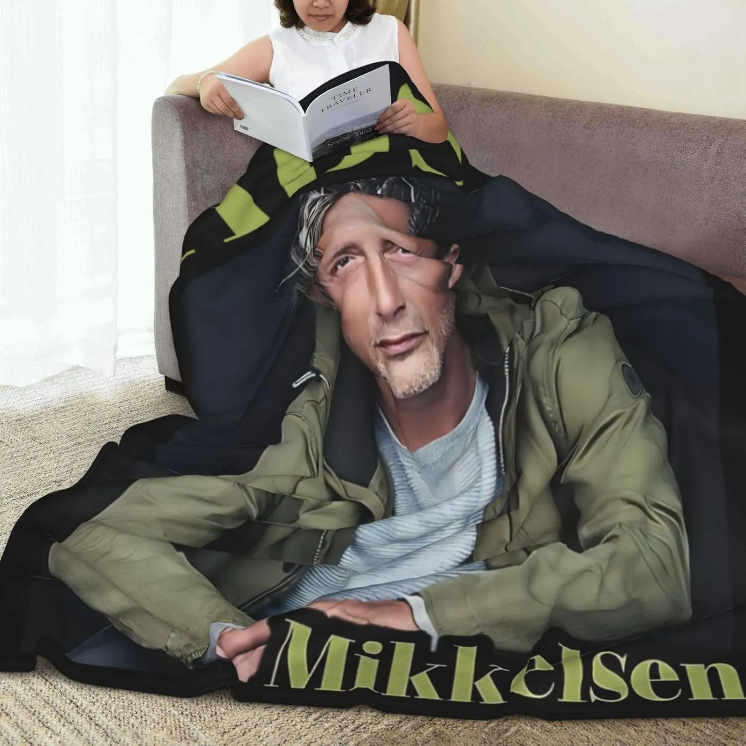 Mads Mikkelsen Blanket Flannel Fleece Printed Throw Blankets Ultra Soft Micro Warm Blanket for All Season Bedding Chair Sofa Couch Bed 50"x40"