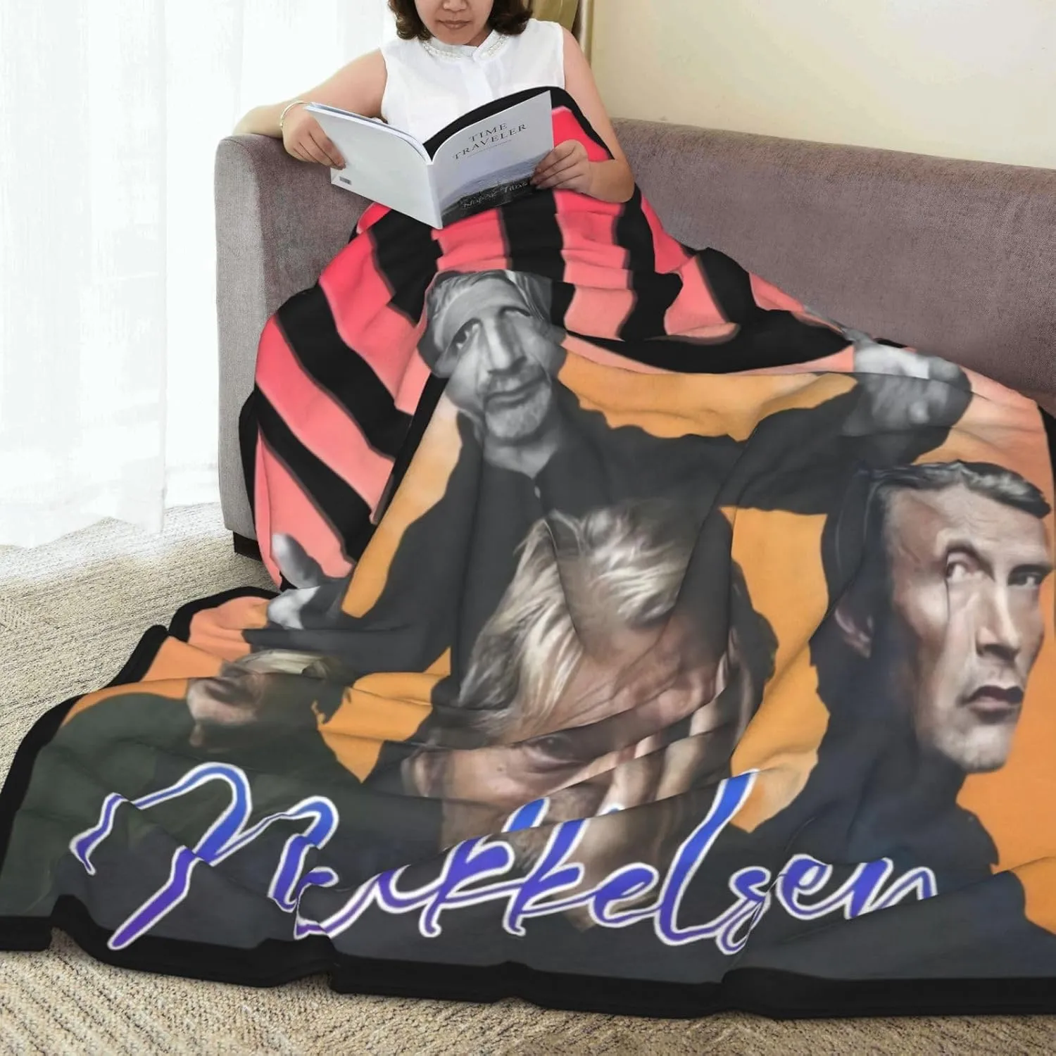 Mads Mikkelsen Blanket Flannel Fleece Printed Throw Blankets Ultra Soft Micro Warm Blanket for All Season Bedding Chair Sofa Couch Bed 50"x40"