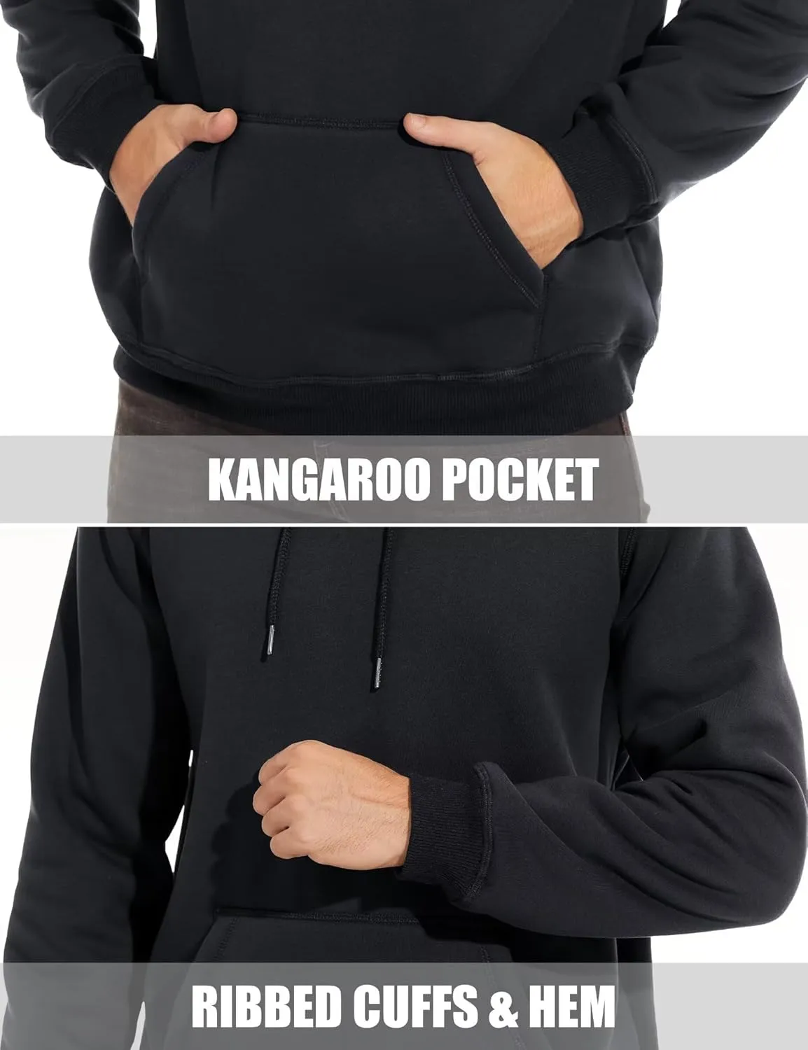 MAGCOMSEN Men's Heavy Hoodie Sherpa Fleece Lined Pullover Thick Winter Hooded Sweatshirt