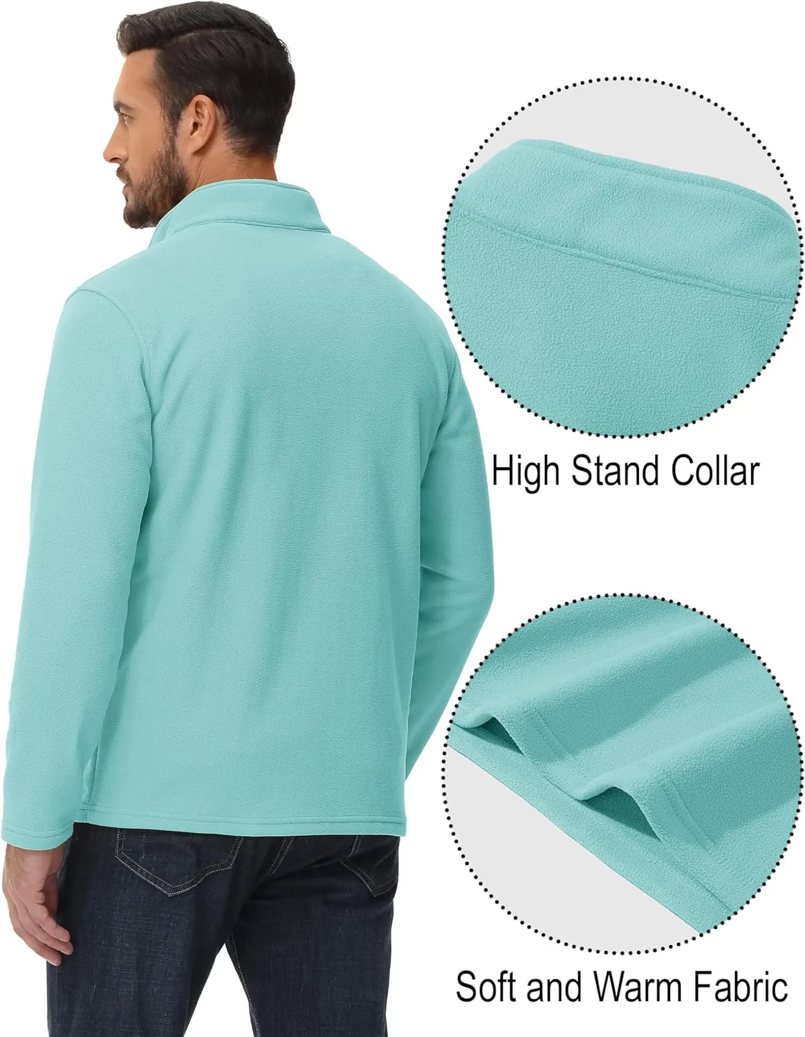 MAGCOMSEN Men's Quarter-Zip Pullover Polar Fleece Sweatshirt Stand Collar Long Sleeve Shirt for Men Thermal Winter Fall