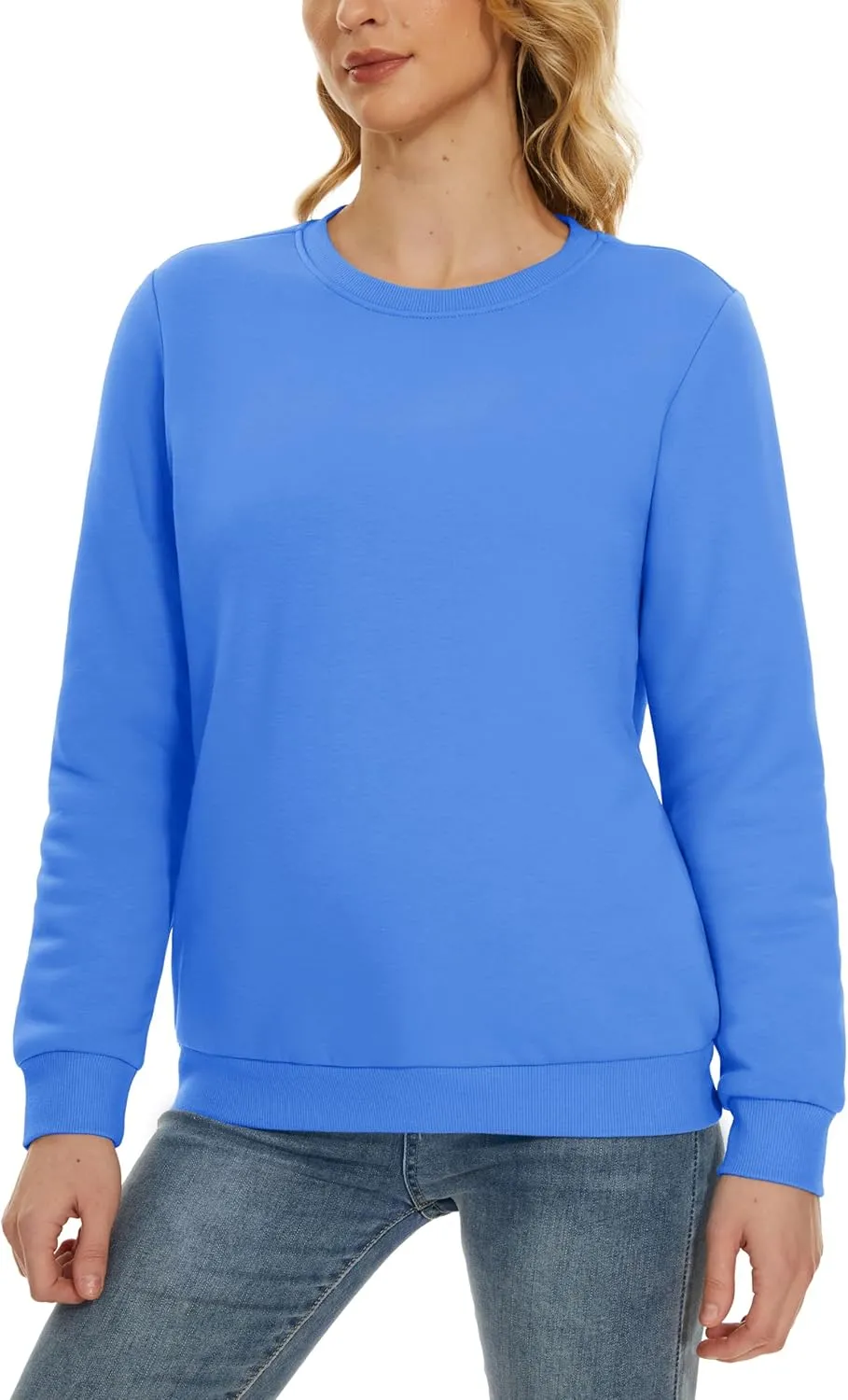 MAGCOMSEN Women's Sherpa Lined Sweatshirts Thermal Casual Crewneck Fleece Pullover Winter Warm Thick Long Sleeve Tops