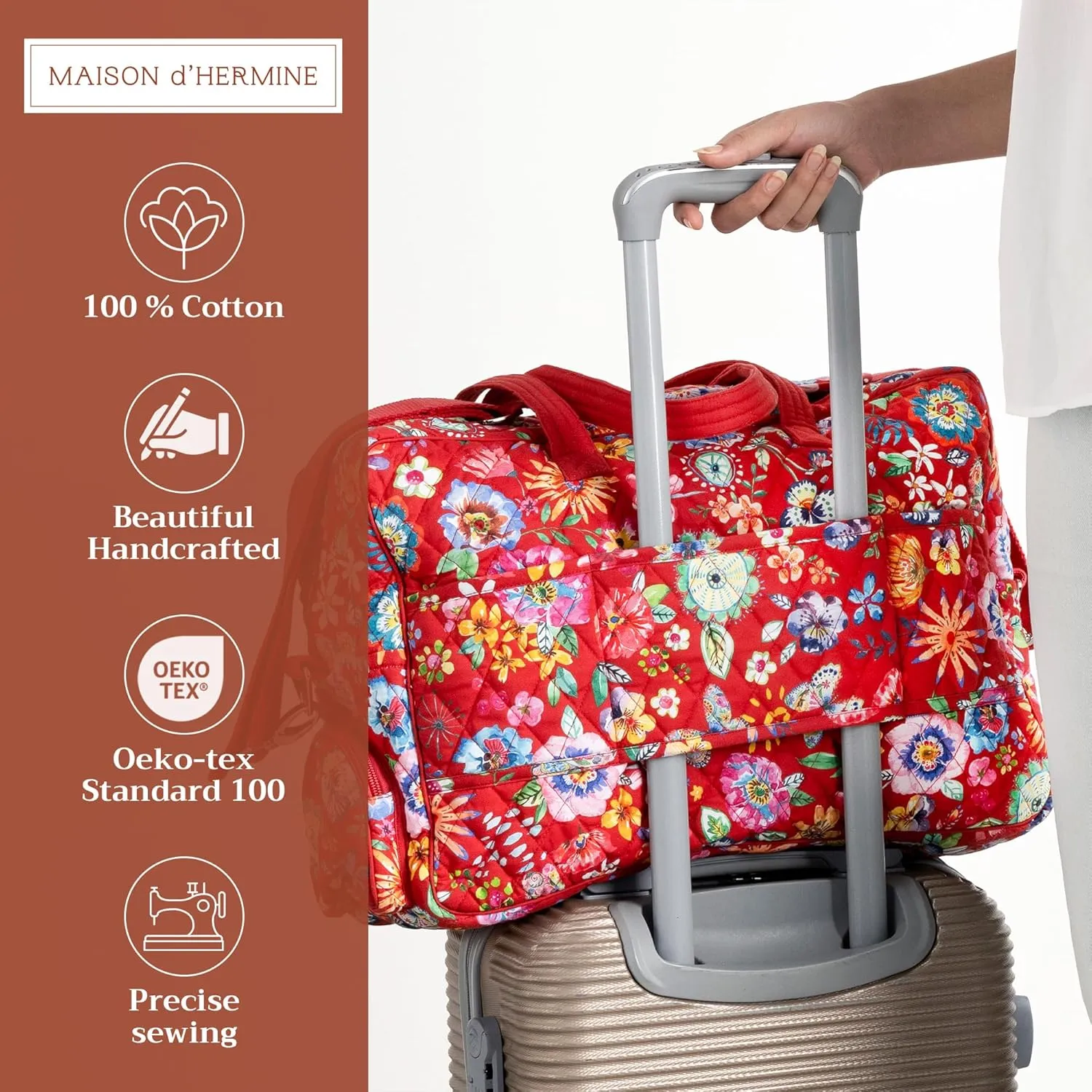Maison d' Hermine 100% Cotton Handbag | Shoulder Bag | Shoulder Bag for the Beach | Shopping | Travel | Hiking | Women with Zip Pockets