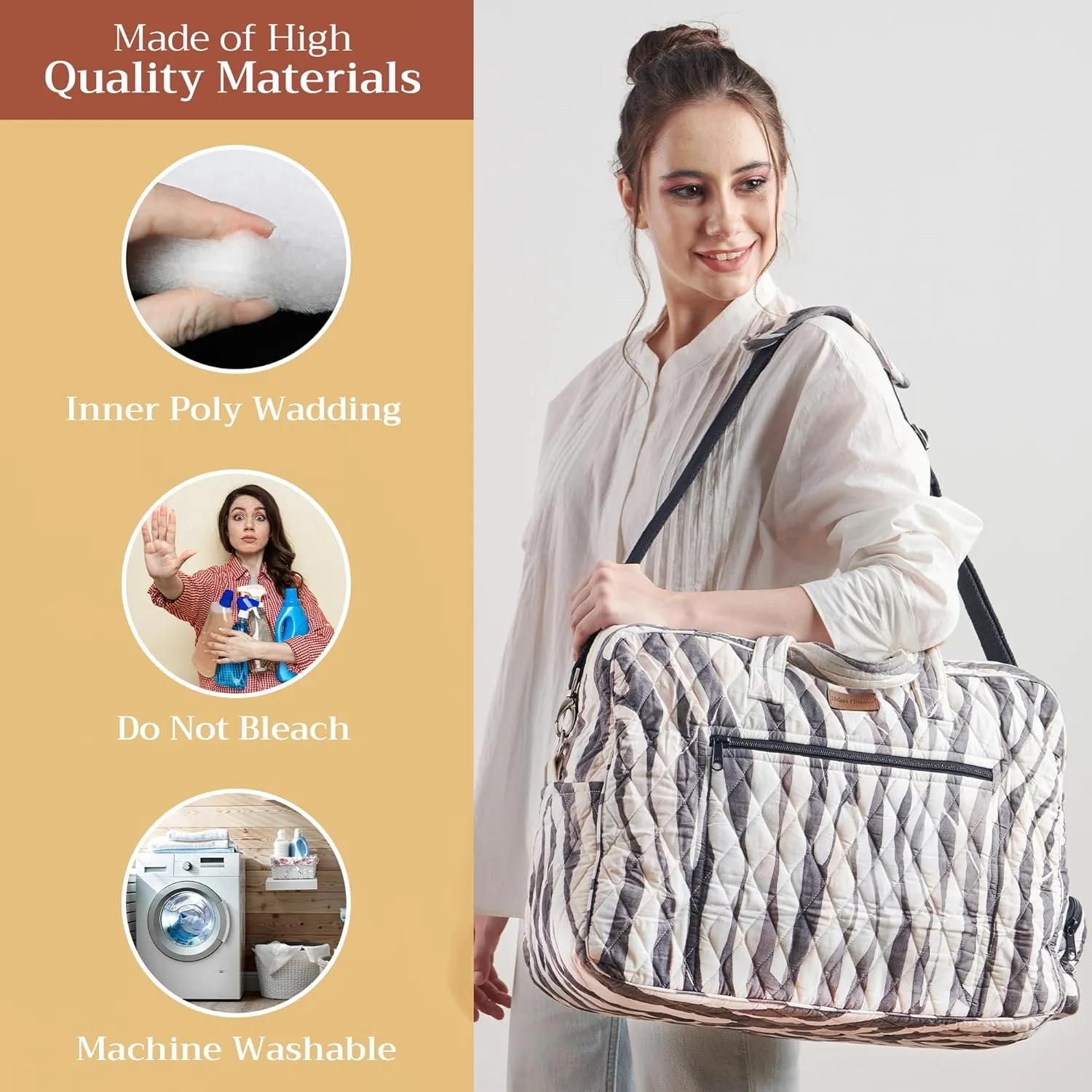 Maison d' Hermine 100% Cotton Handbag | Shoulder Bag | Shoulder Bag for the Beach | Shopping | Travel | Hiking | Women with Zip Pockets