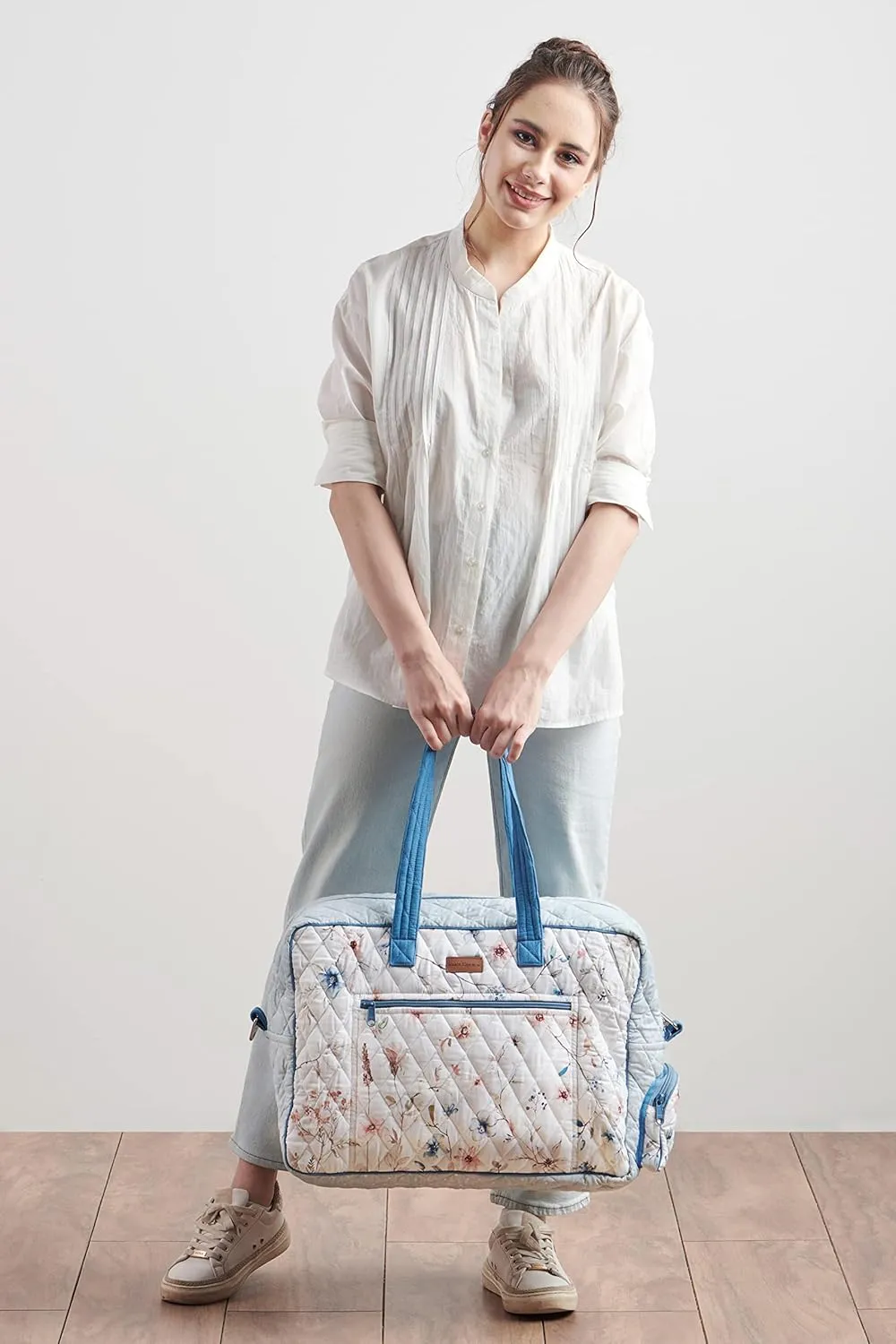 Maison d' Hermine 100% Cotton Handbag | Shoulder Bag | Shoulder Bag for the Beach | Shopping | Travel | Hiking | Women with Zip Pockets
