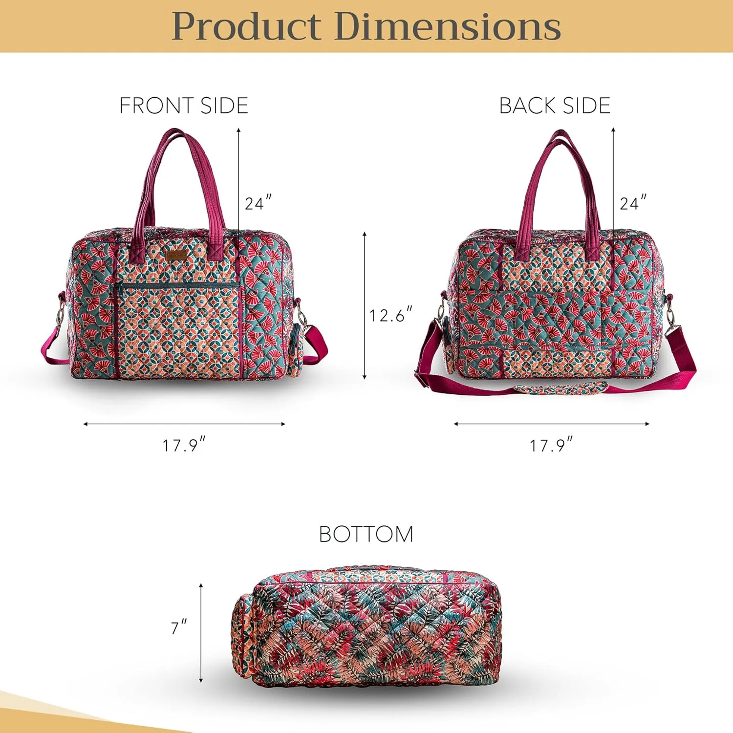 Maison d' Hermine 100% Cotton Handbag | Shoulder Bag | Shoulder Bag for the Beach | Shopping | Travel | Hiking | Women with Zip Pockets