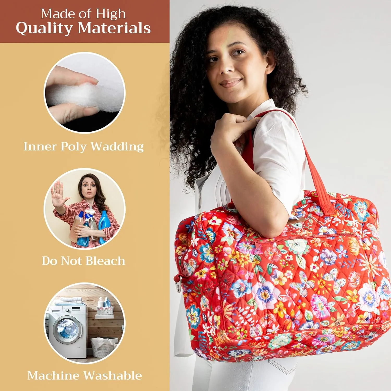 Maison d' Hermine 100% Cotton Handbag | Shoulder Bag | Shoulder Bag for the Beach | Shopping | Travel | Hiking | Women with Zip Pockets