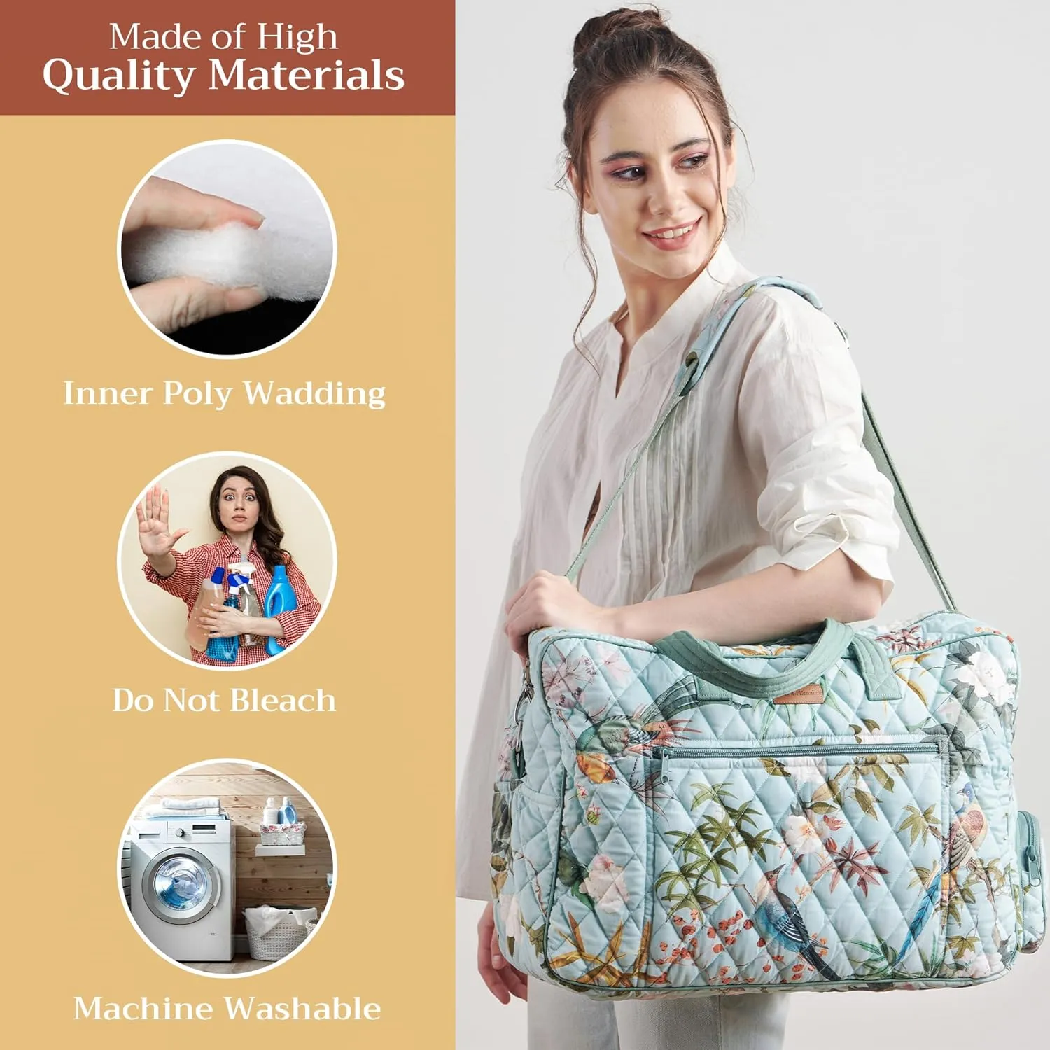 Maison d' Hermine 100% Cotton Handbag | Shoulder Bag | Shoulder Bag for the Beach | Shopping | Travel | Hiking | Women with Zip Pockets