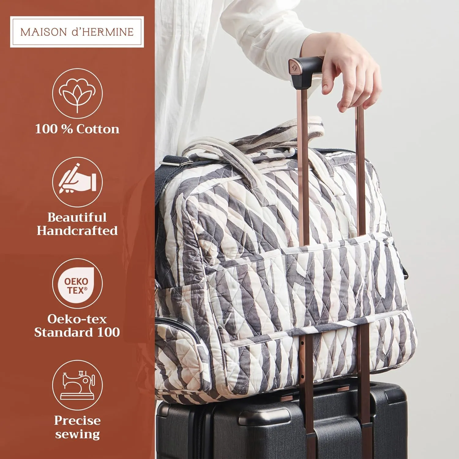 Maison d' Hermine 100% Cotton Handbag | Shoulder Bag | Shoulder Bag for the Beach | Shopping | Travel | Hiking | Women with Zip Pockets