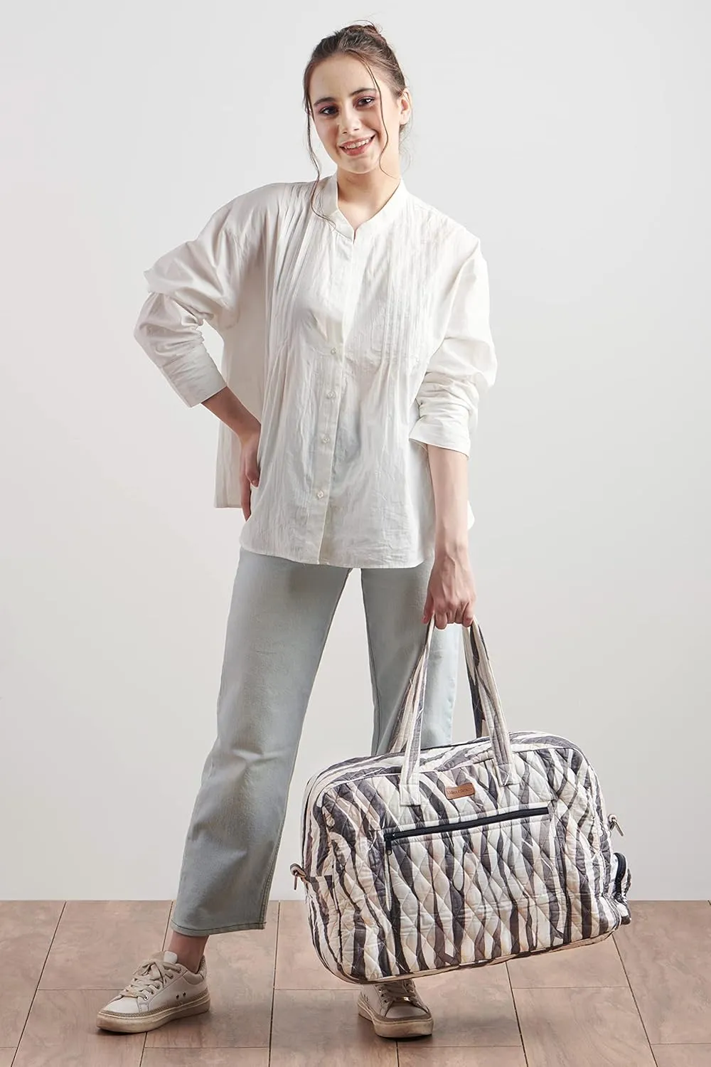 Maison d' Hermine 100% Cotton Handbag | Shoulder Bag | Shoulder Bag for the Beach | Shopping | Travel | Hiking | Women with Zip Pockets