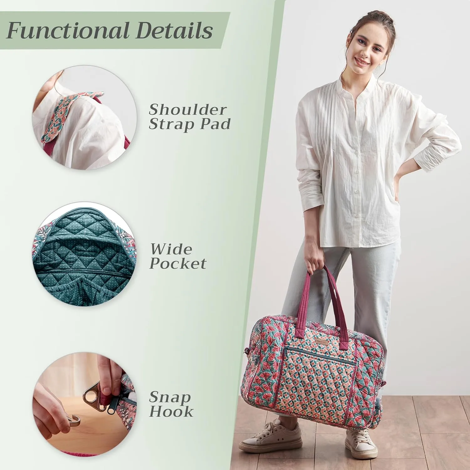 Maison d' Hermine 100% Cotton Handbag | Shoulder Bag | Shoulder Bag for the Beach | Shopping | Travel | Hiking | Women with Zip Pockets