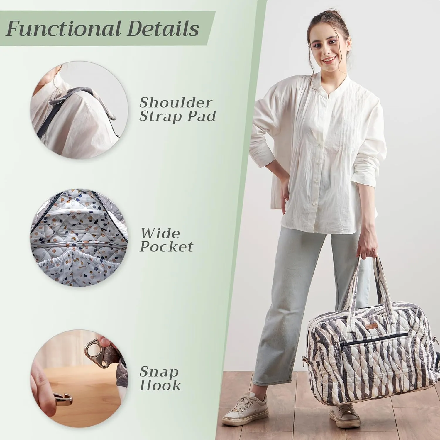 Maison d' Hermine 100% Cotton Handbag | Shoulder Bag | Shoulder Bag for the Beach | Shopping | Travel | Hiking | Women with Zip Pockets
