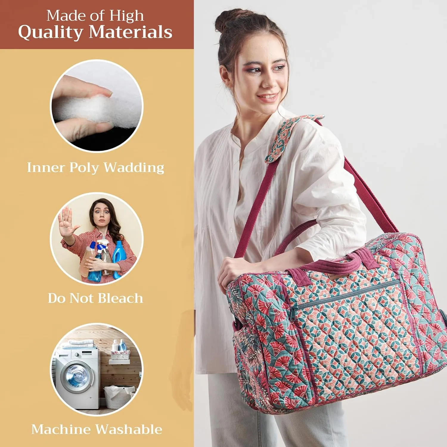 Maison d' Hermine 100% Cotton Handbag | Shoulder Bag | Shoulder Bag for the Beach | Shopping | Travel | Hiking | Women with Zip Pockets