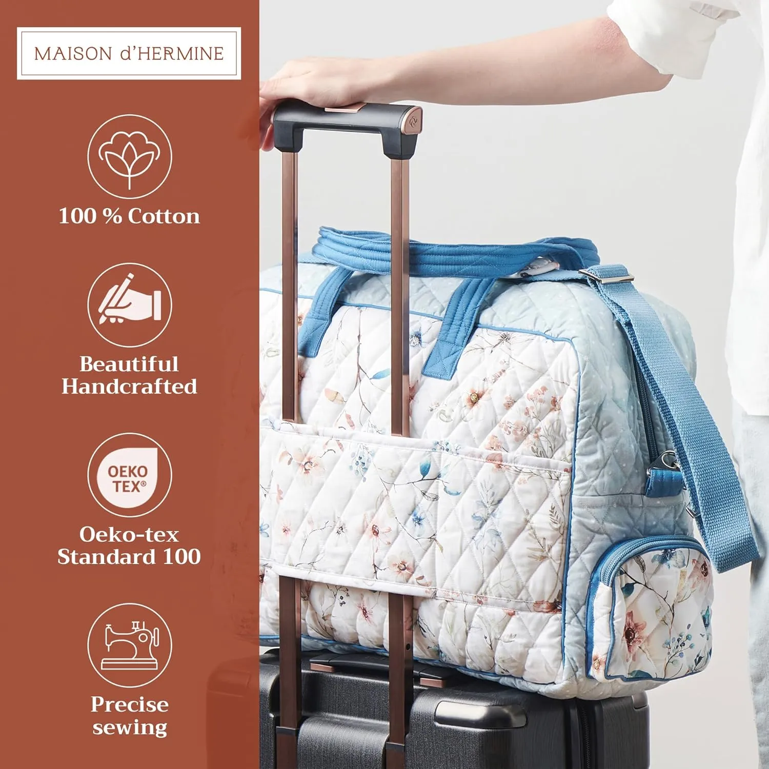Maison d' Hermine 100% Cotton Handbag | Shoulder Bag | Shoulder Bag for the Beach | Shopping | Travel | Hiking | Women with Zip Pockets