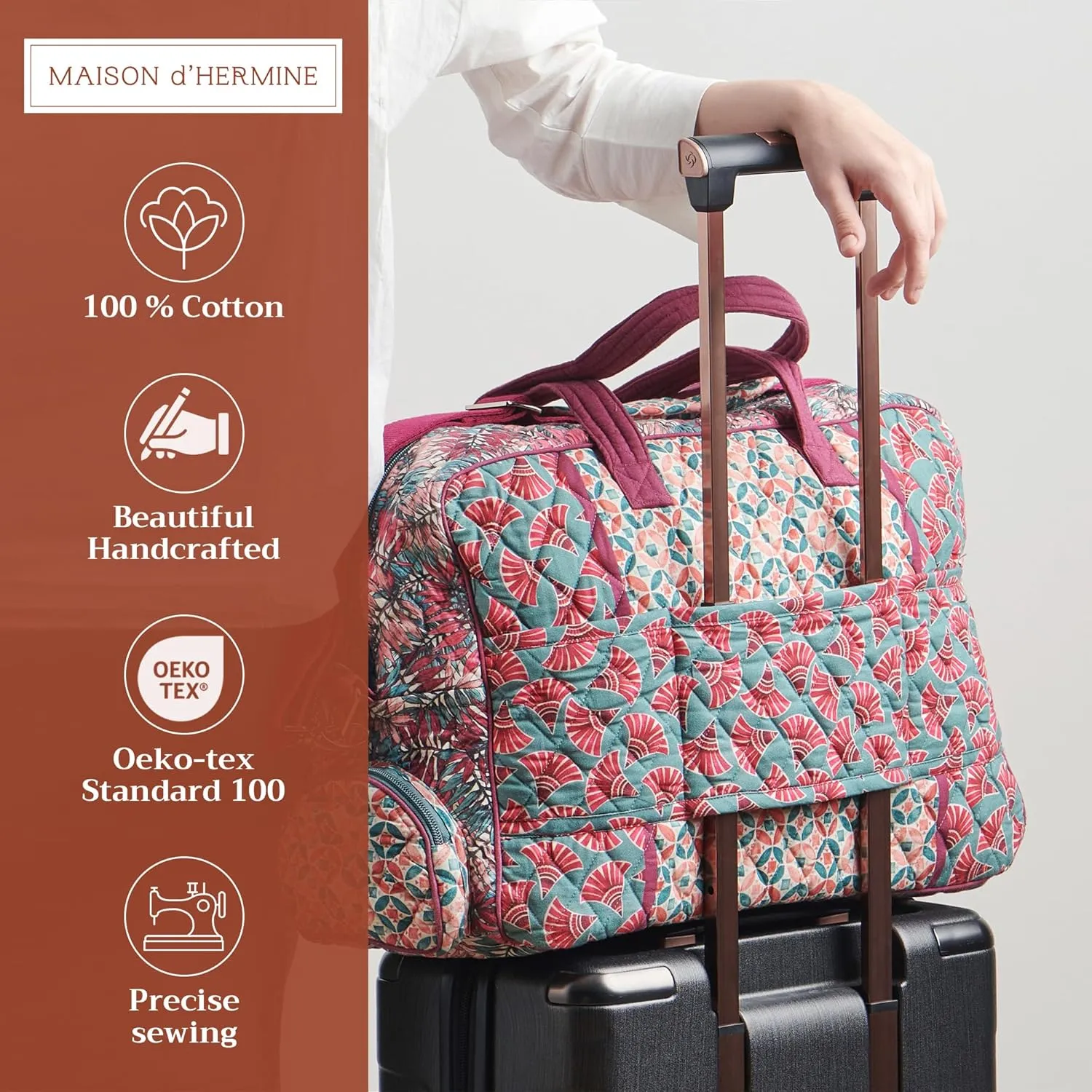Maison d' Hermine 100% Cotton Handbag | Shoulder Bag | Shoulder Bag for the Beach | Shopping | Travel | Hiking | Women with Zip Pockets
