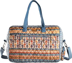 Maison d' Hermine Weekend Bag Cotton Quilted Duffel Overnight Luggage Weekender Gym Bag for Gifts Travel Men Women Business Travellers Family Trip, Ikat