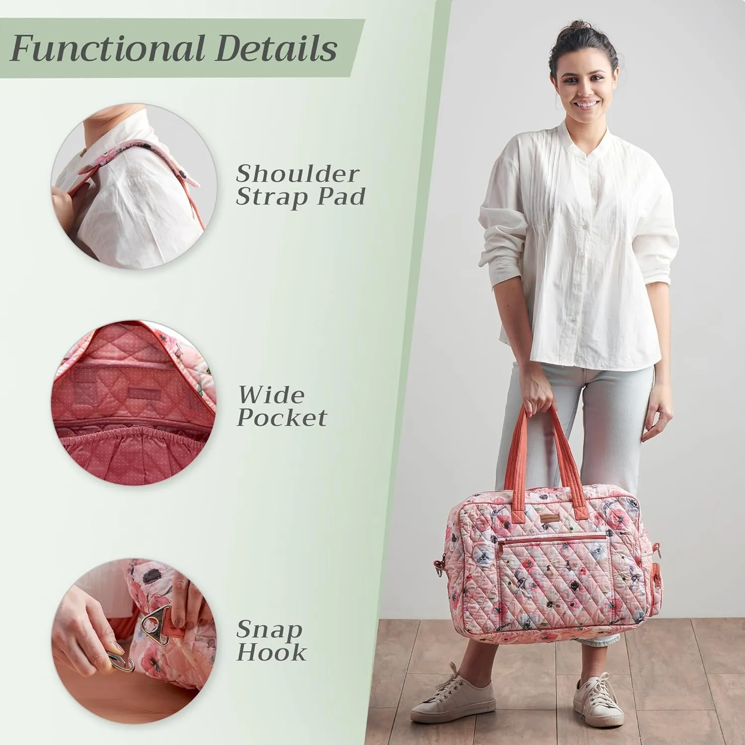 Maison d' Hermine Weekend Bag Cotton Quilted Duffel Overnight Luggage Weekender Gym Bag for Travel Men Women Family Trip