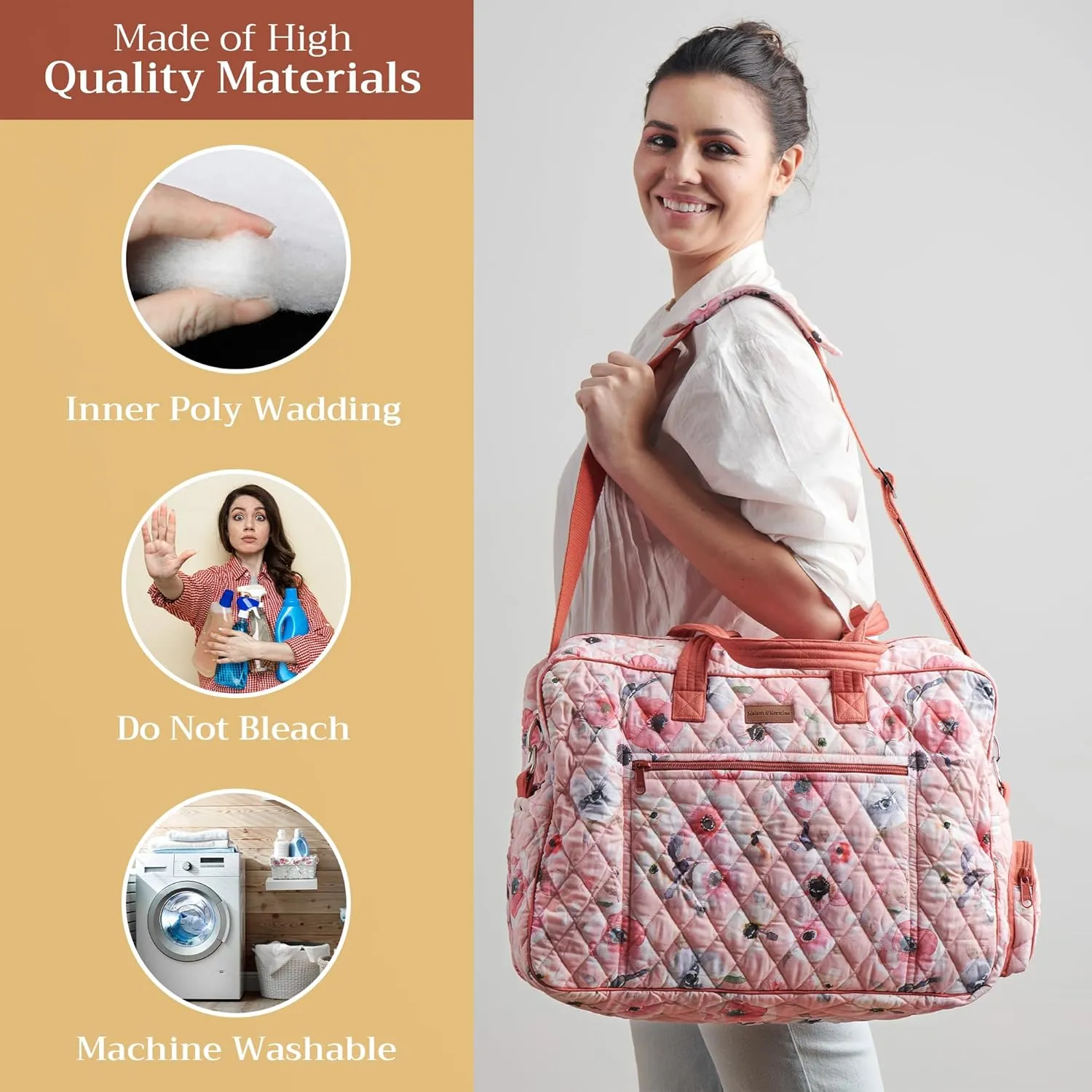 Maison d' Hermine Weekend Bag Cotton Quilted Duffel Overnight Luggage Weekender Gym Bag for Travel Men Women Family Trip