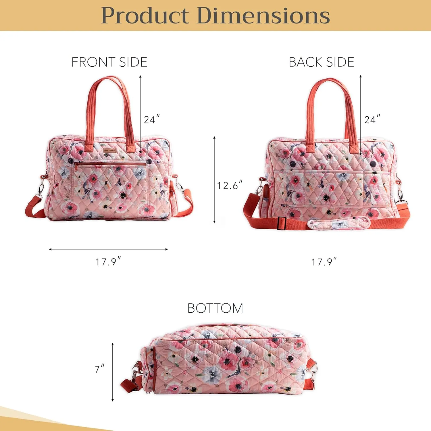 Maison d' Hermine Weekend Bag Cotton Quilted Duffel Overnight Luggage Weekender Gym Bag for Travel Men Women Family Trip