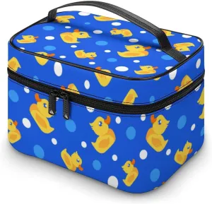 Makeup Bag Little Rubber Ducks Cute Cosmetic Bag for Women, Beauty Zipper Makeup Organizer PU Leather Waterproof Toiletry Train Case Bubbles