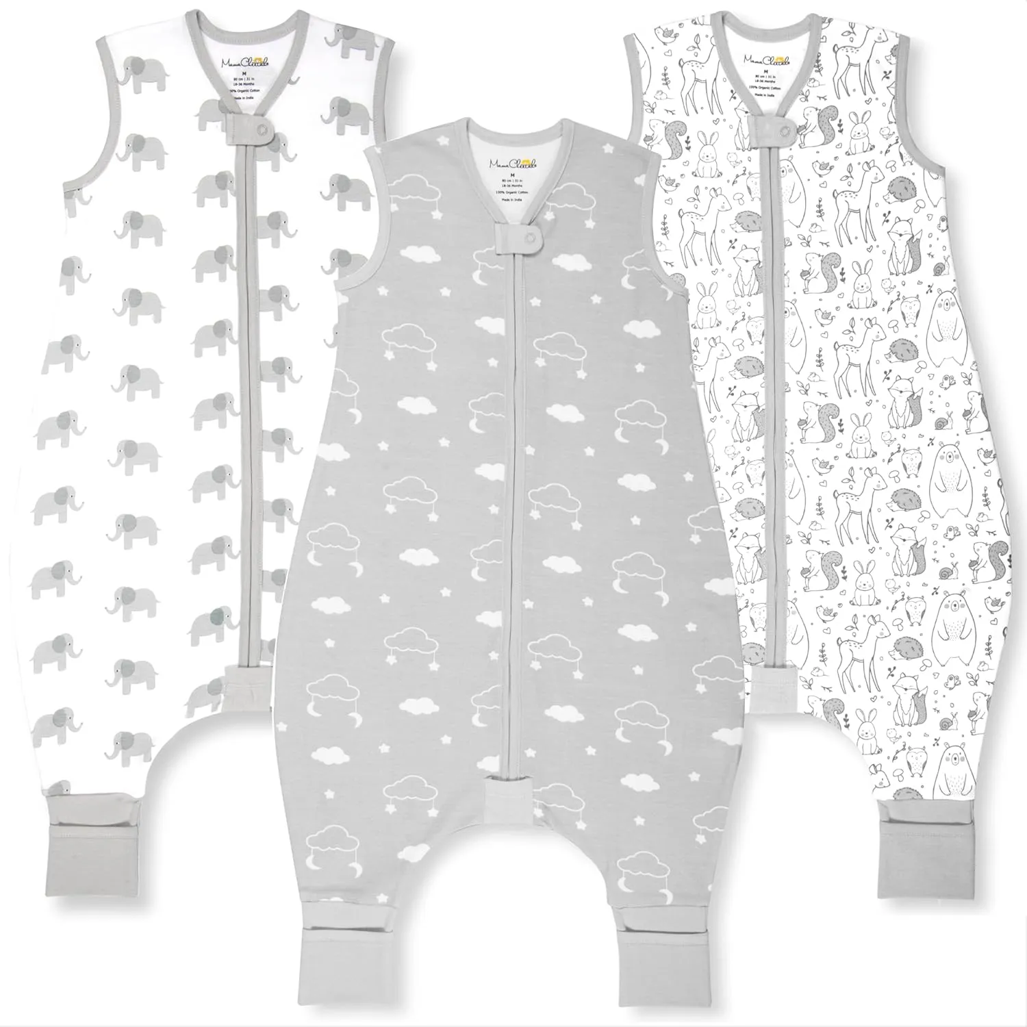Mama Cheetah Toddler Sleep Sack with Feet 4T-5T, 0.5 TOG Organic Cotton Baby Wearable Blankets with Legs, Baby Sleeping Bag for Walkers, Early Walker X-Large, 3-Pack