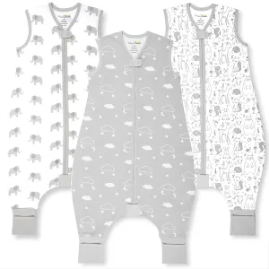 Mama Cheetah Toddler Sleep Sack with Feet 4T-5T, 0.5 TOG Organic Cotton Baby Wearable Blankets with Legs, Baby Sleeping Bag for Walkers, Early Walker X-Large, 3-Pack