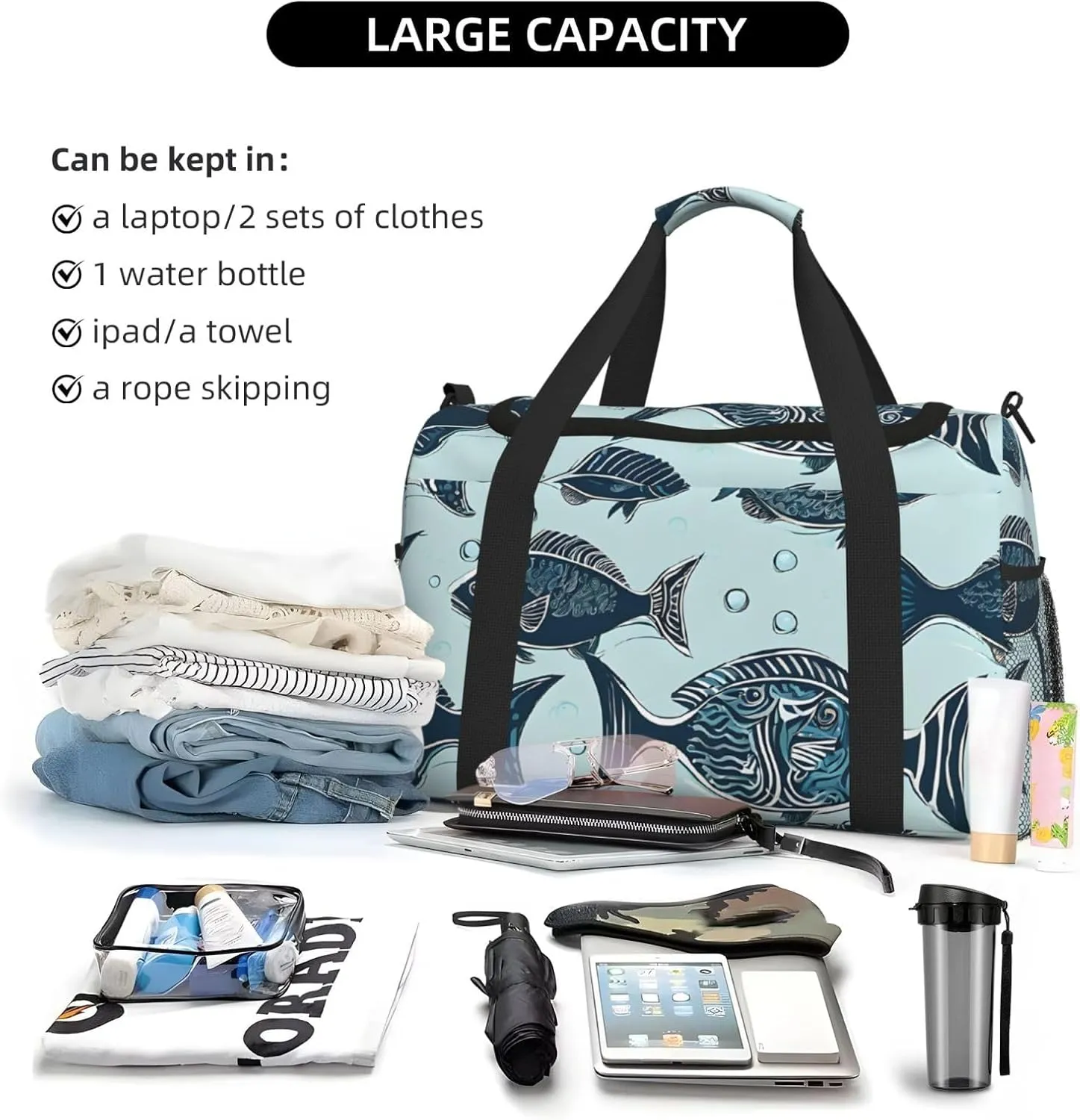 Manatee Animals Calf Durable Portable Crossbody Travel Bag, A Good Companion For Long-Distance Travel