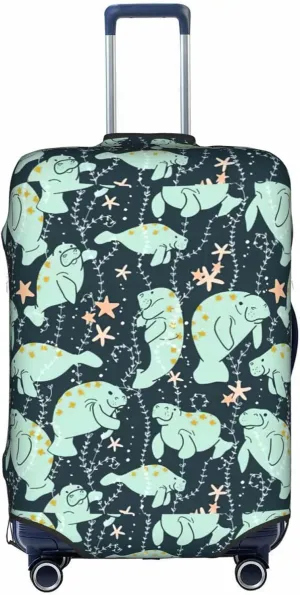 Manatee Animals Calf Print Luggage Cover For Suitcases, Elastic Travel Bag For Luggage, Stylish Design